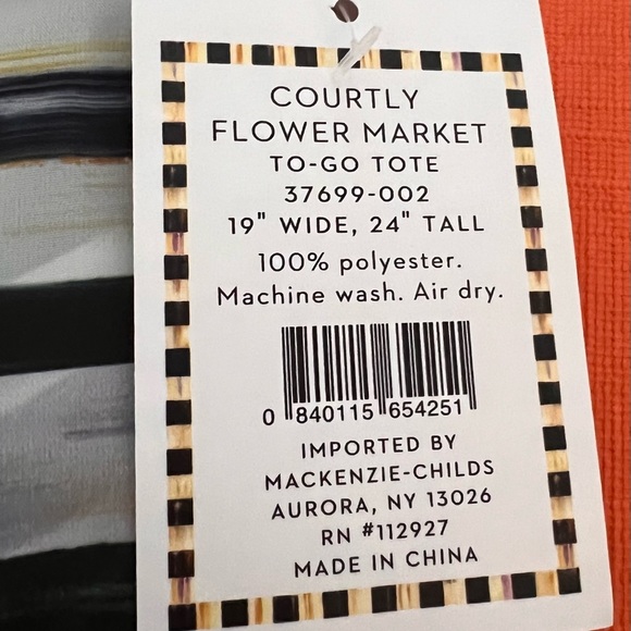 MacKenzie-Childs NWT, beautiful, Courtly Flower Market To Go Tote - Picture 4 of 6